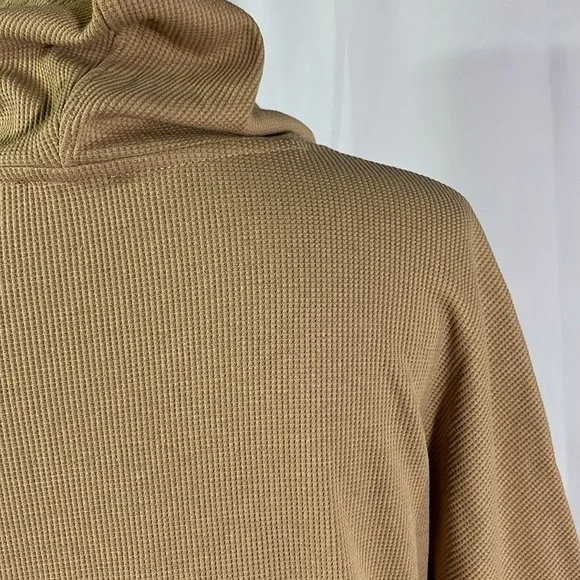 Jones New York Camel Tan Waffle Knit Thermal 3/4 Sleeve Hooded Pullover - Picture 12 of 16
